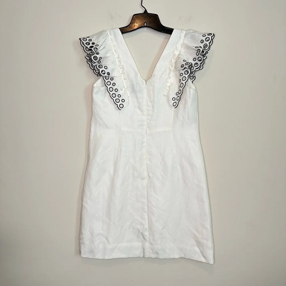 J. Crew Collection White Eyelet Flutter Sleeve Linen
Sheath Dress Size 2 - Picture 10 of 15